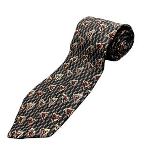 Alfani 100%‎ Silk Dress Tie Made in USA Grey Geometric Pattern 57" 3.75"
